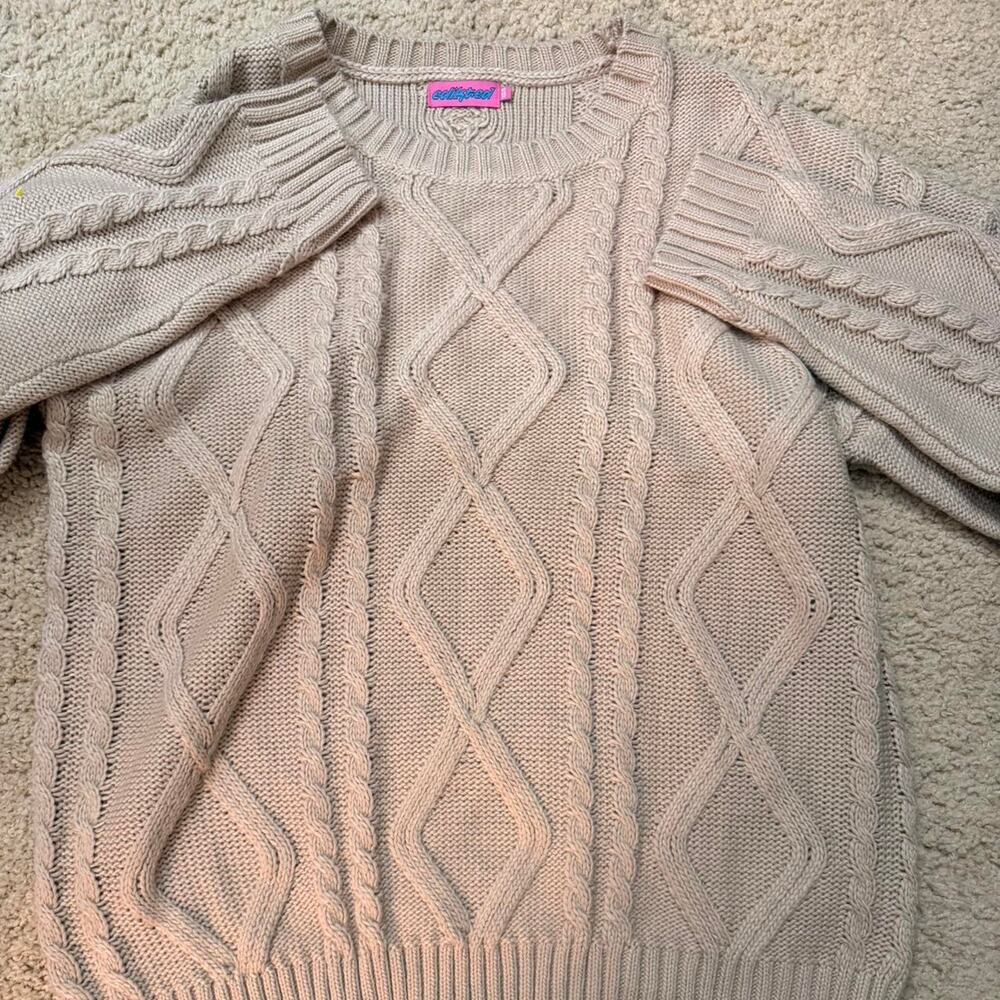 Edikted cream cable knit sweater xs/s - Picture 2 of 4